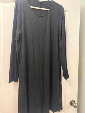 Old Navy Black Long Sleeve Swing Midi Dress